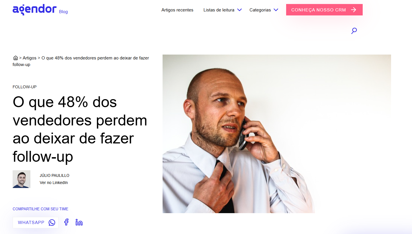 Reportagem: 48% dos vendedores não fazem nem UM follow-up depois do primeiro contato.